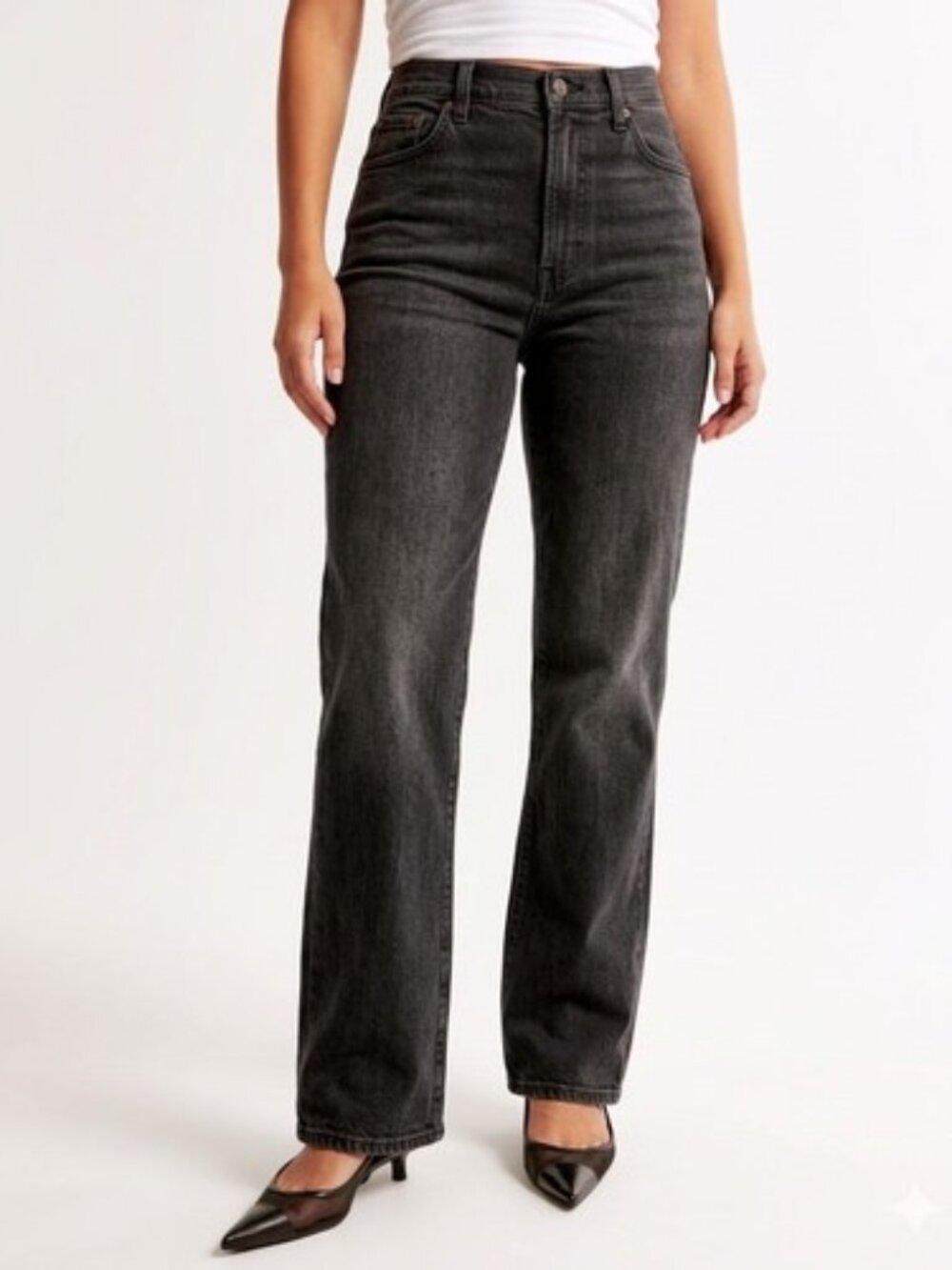 Abercrombie Fitch Jeans Charcoal Gray Black Womens 28 6 Ankle Straight High Rise